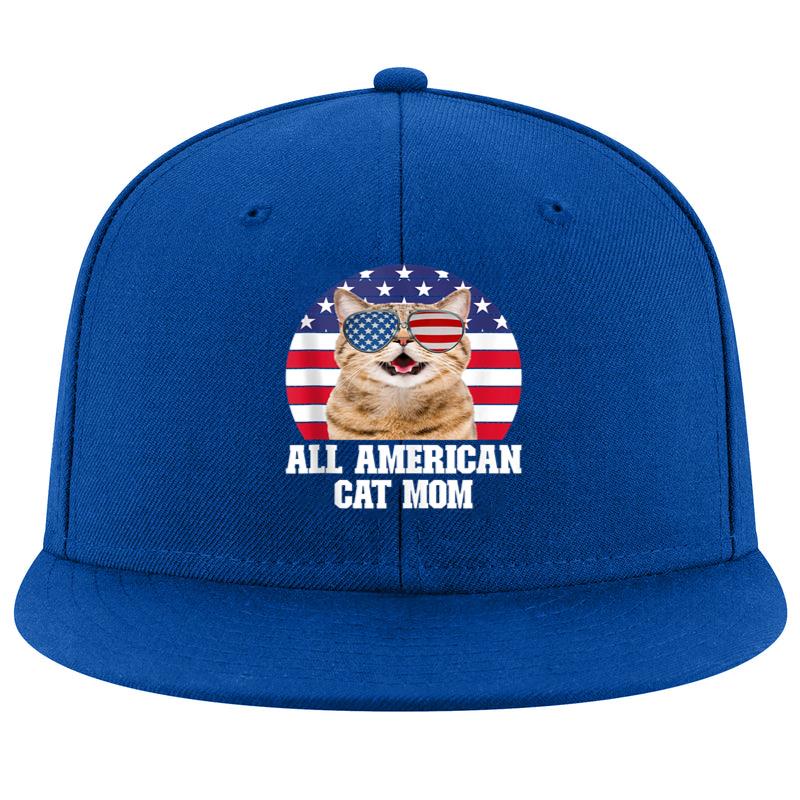 All American Cat Mom Patriotic USA Flag Cap