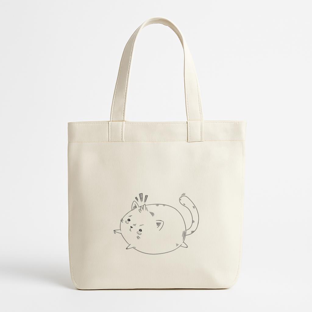 Black And White Drawing Of A Chunky Cat Canvas Tote Bag
