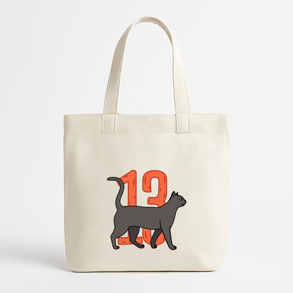 Black Cat With The Number 13 On It Canvas Tote Bag
