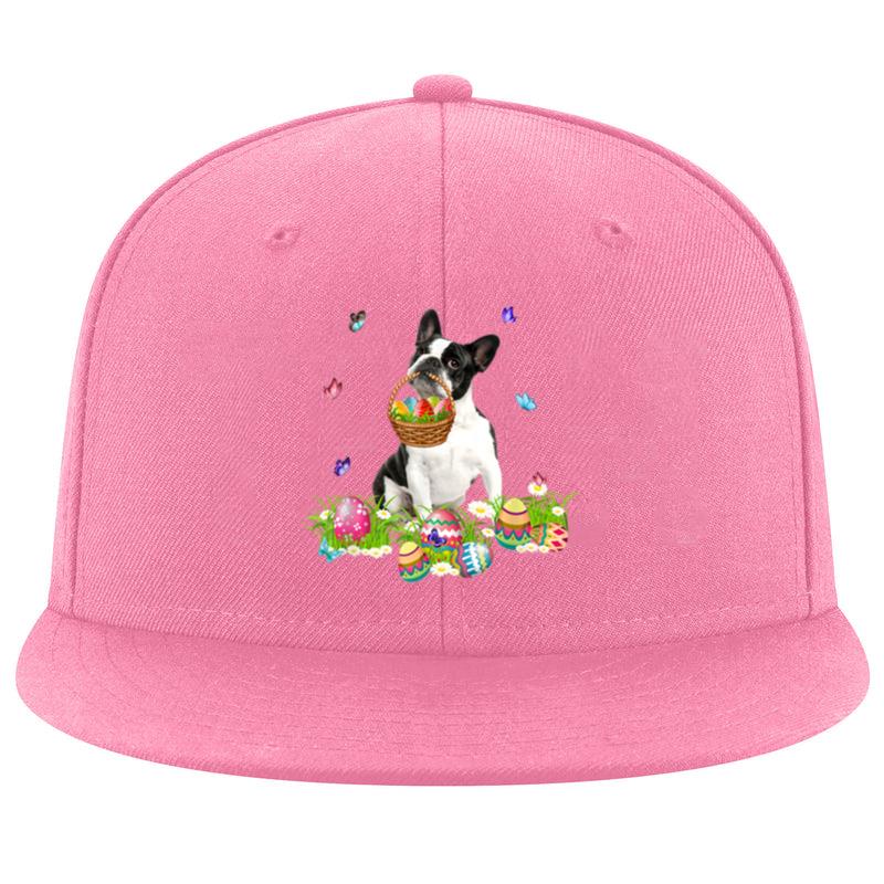 Boston Terrier Bunny Dog With Easter Eggs Basket Butterflies Cap