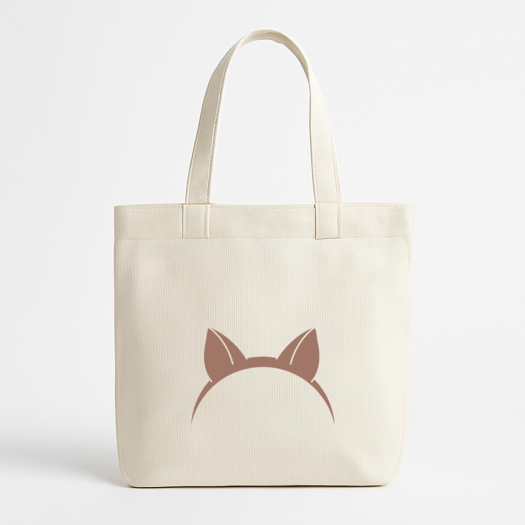 Brown Cat Ear Icon Canvas Tote Bag