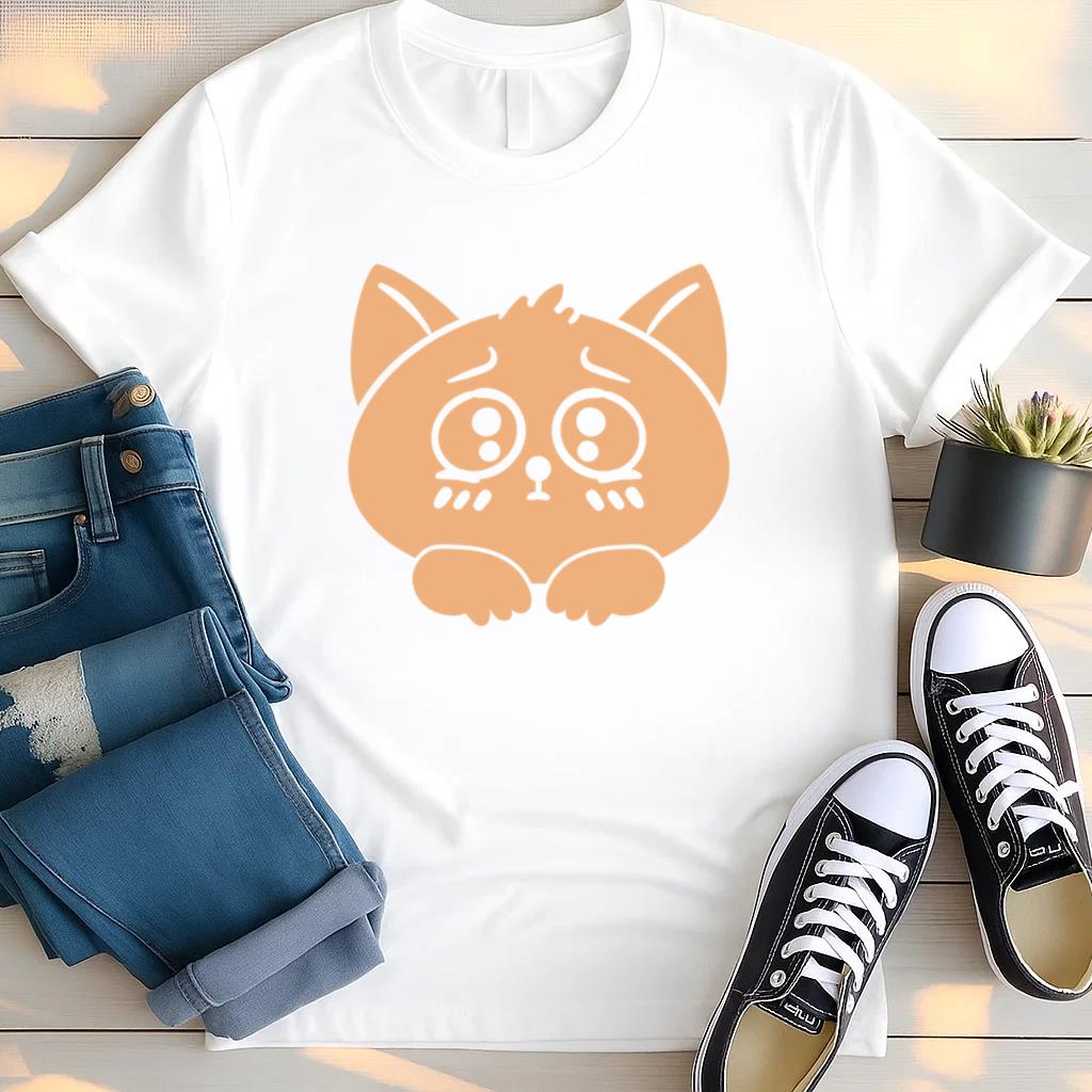 Cartoon Cat With Big Eyes T Shirt