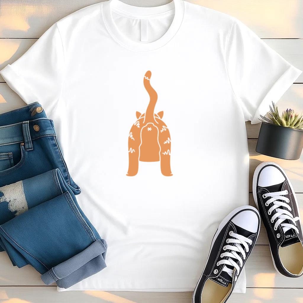 Cartoon Cat With Its Tail Up T Shirt