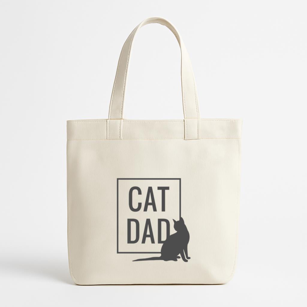 Cat Dad Silhouette Canvas Tote Bag