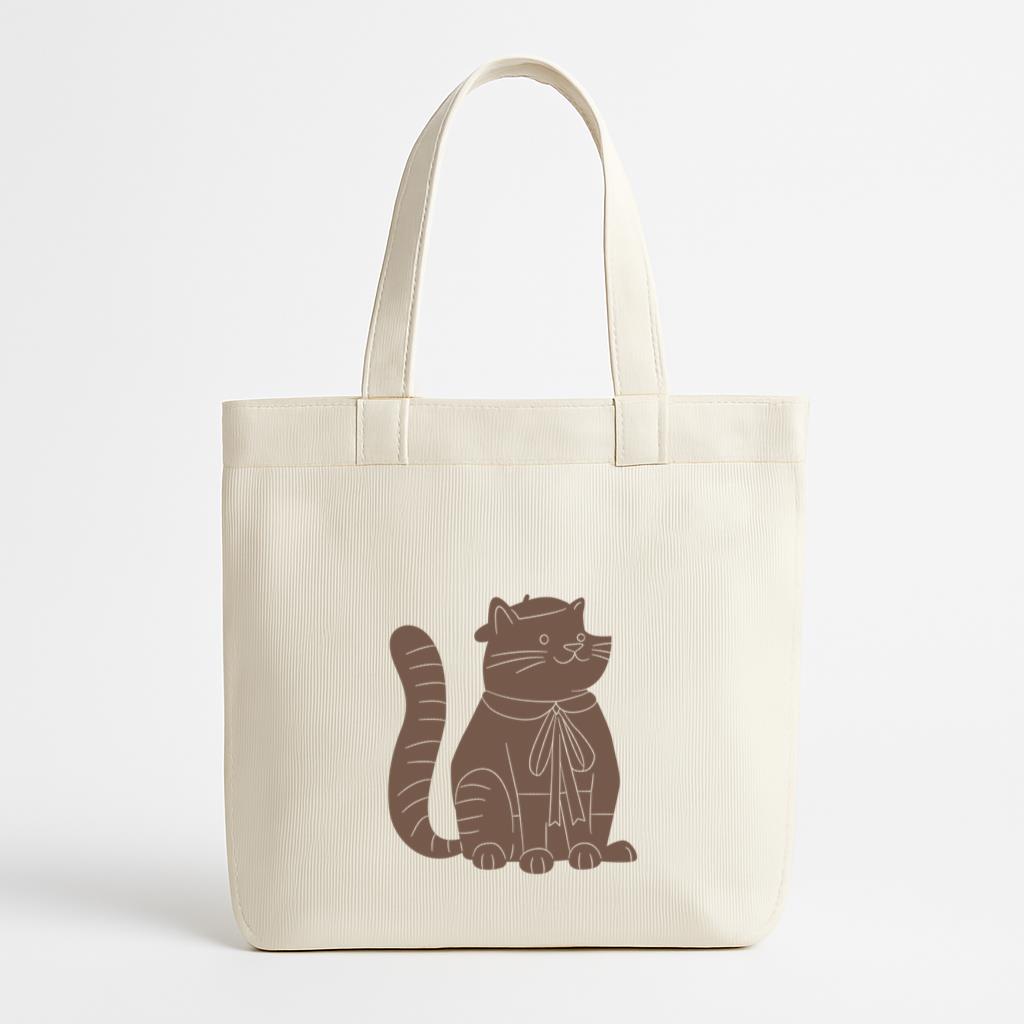 Cat Wearing A Hat And A Bow Tie Design Canvas Tote Bag