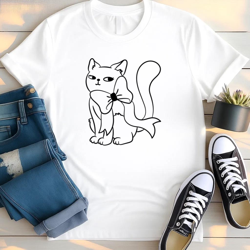 Cat With A Ribbon Bow T Shirt