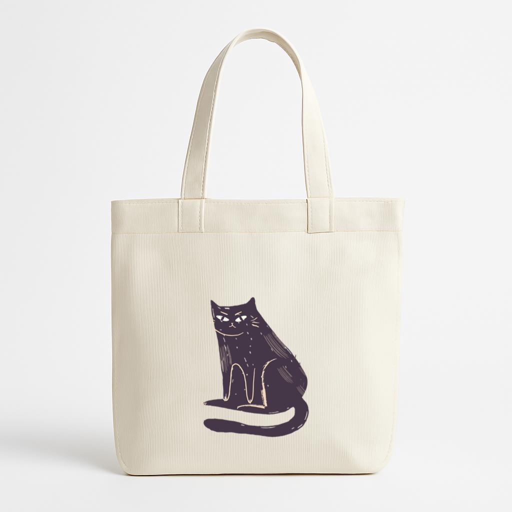 Cute Abstract Cat Canvas Tote Bag
