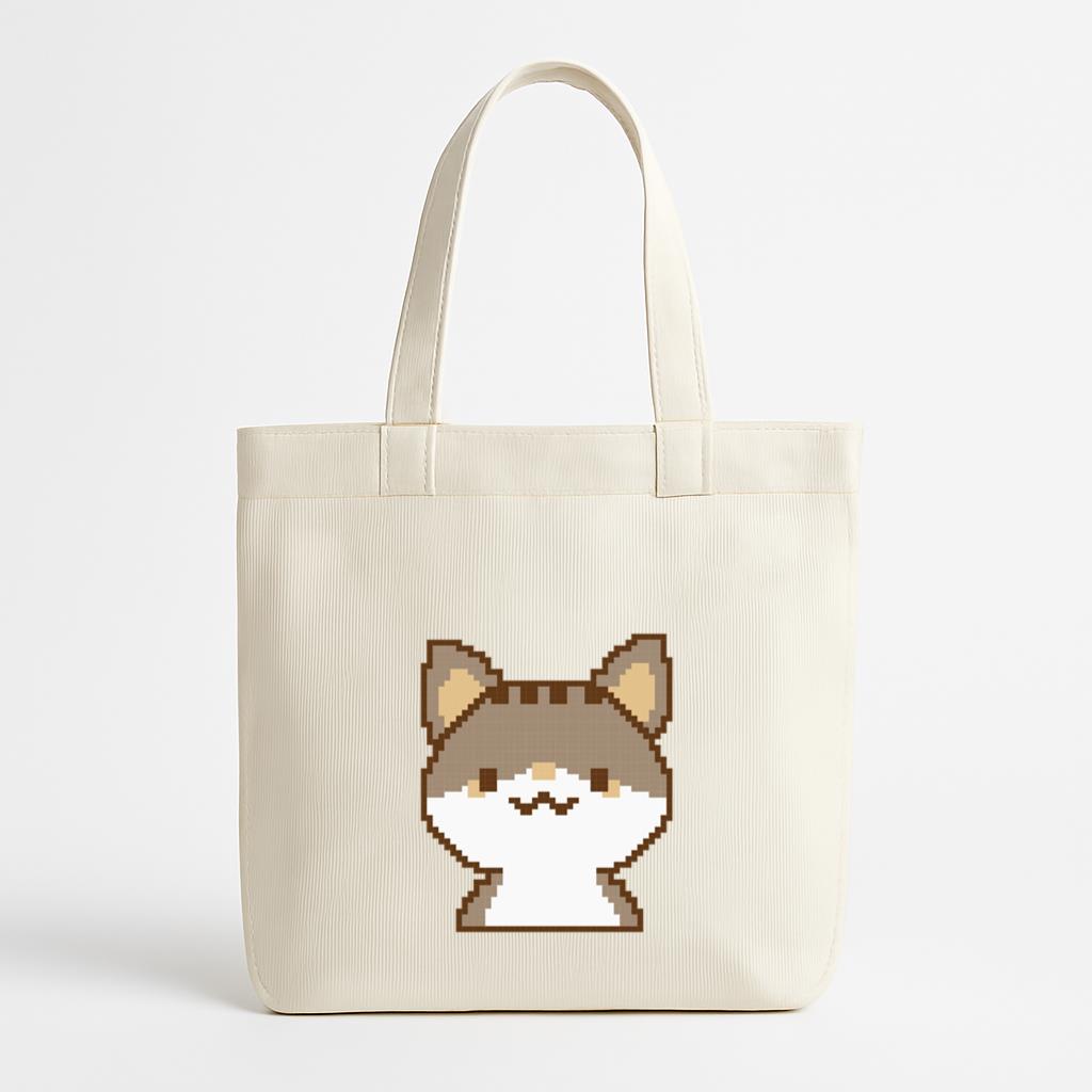 Cute Cat In Pixel Art Style Canvas Tote Bag