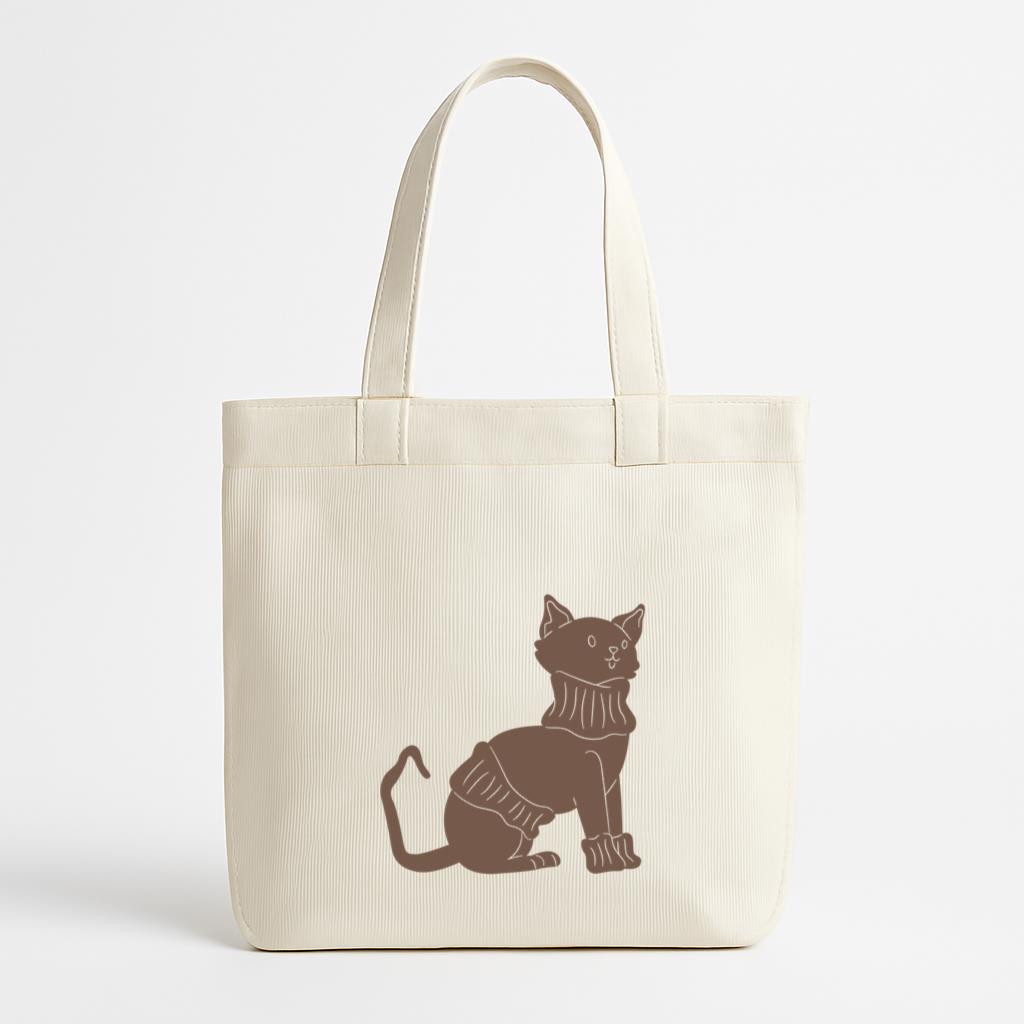 Cute Cat Sweater Design Canvas Tote Bag