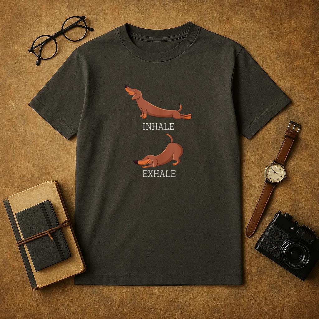 Dachshund Weiner Dog Yoga Inhale Exhale T-Shirt