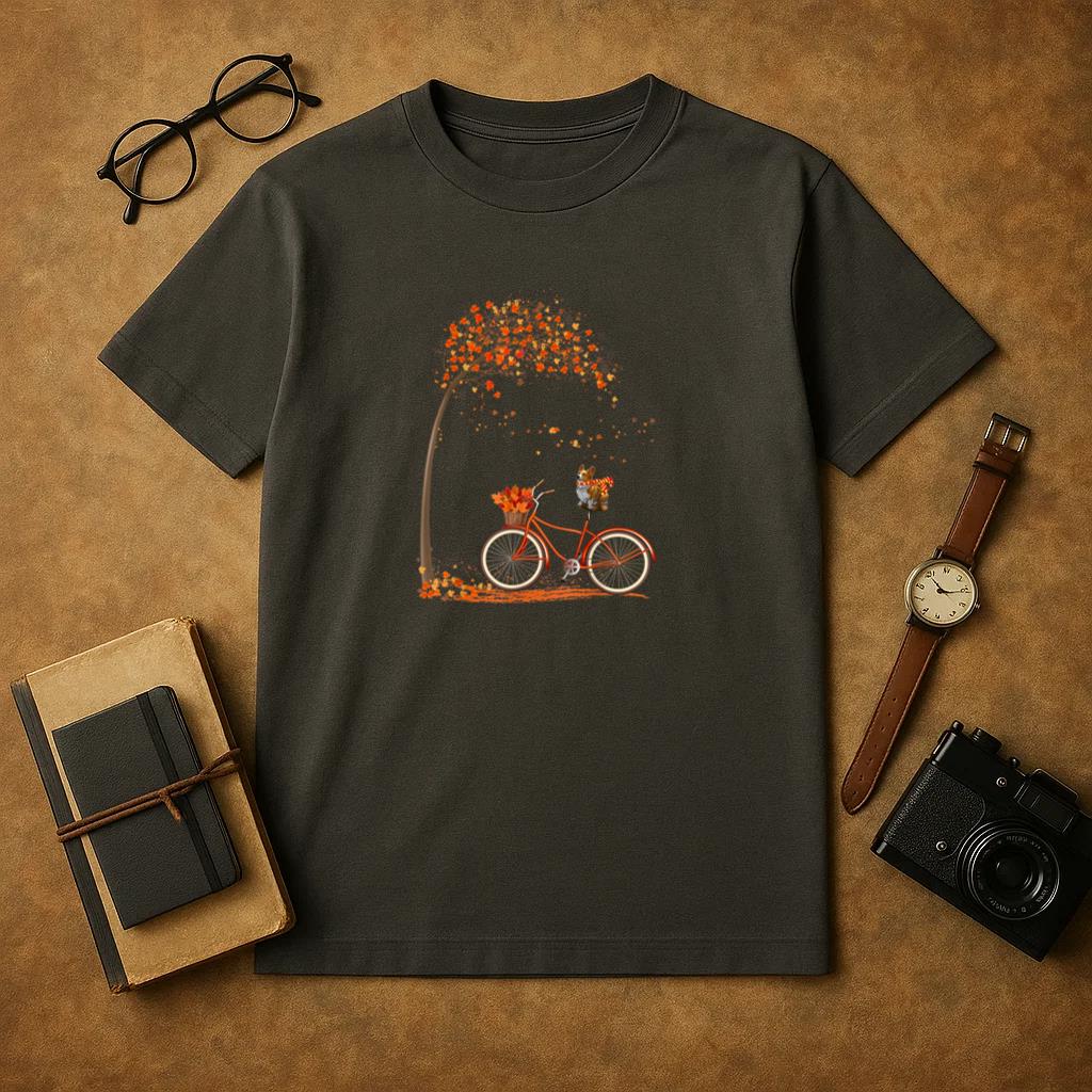 Dog Leaf Fall Autumn Cycling T-Shirt