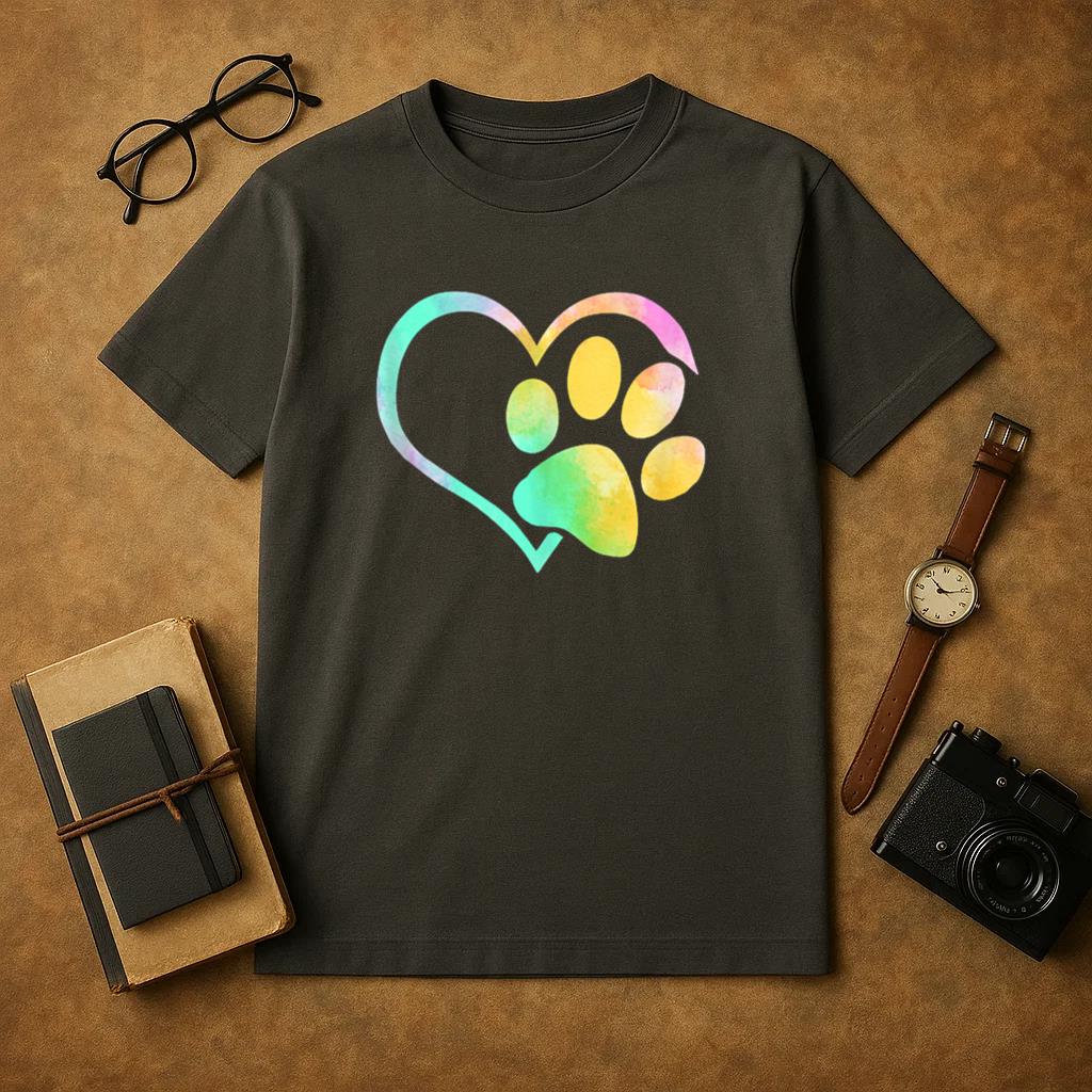 Dog Paw Print Tie Dye T-Shirt
