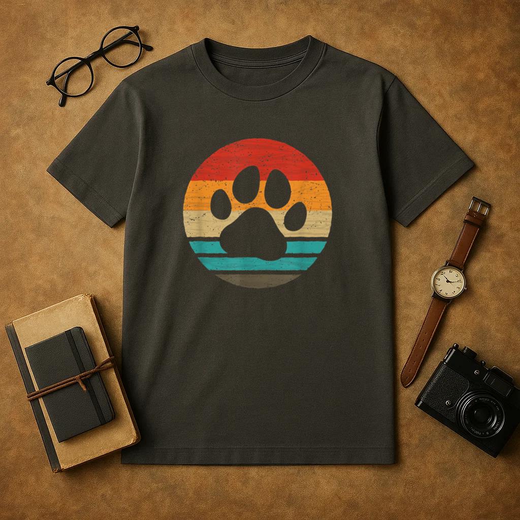 Dog Paw Retro Style Vintage T-Shirt