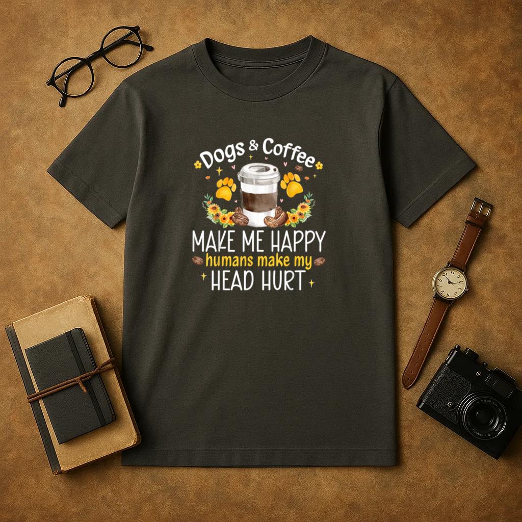 Dogs And Coffee Make Me Happy T-Shirt