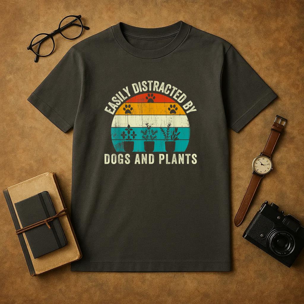 Easily Distracted By Dogs And Plants T-Shirt