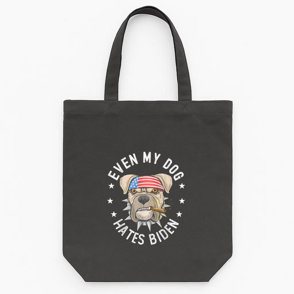 Even My Dog Hates Biden Pit Bull Dog Tote Canvas Bag