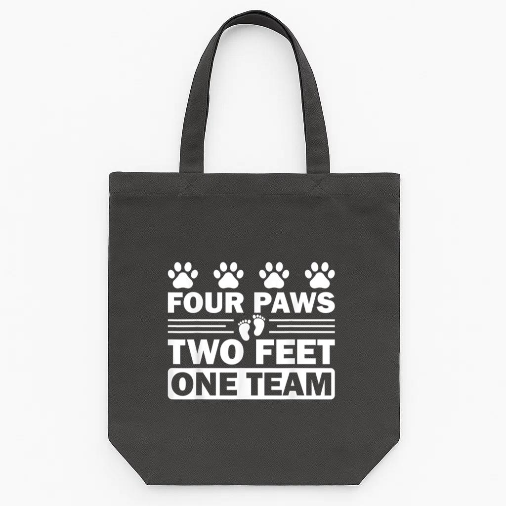 Four Paws Two Feet One Team Dog Tote Canvas Bag