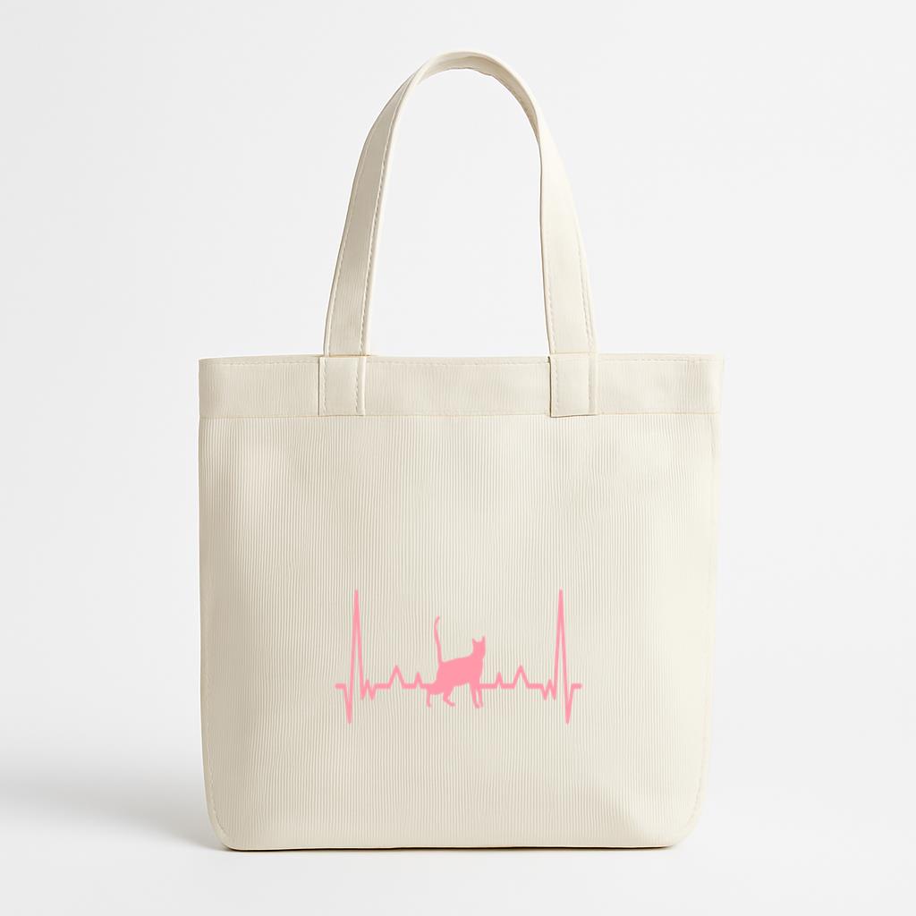 Heartbeat Cat Cardiogram Stroke Canvas Tote Bag