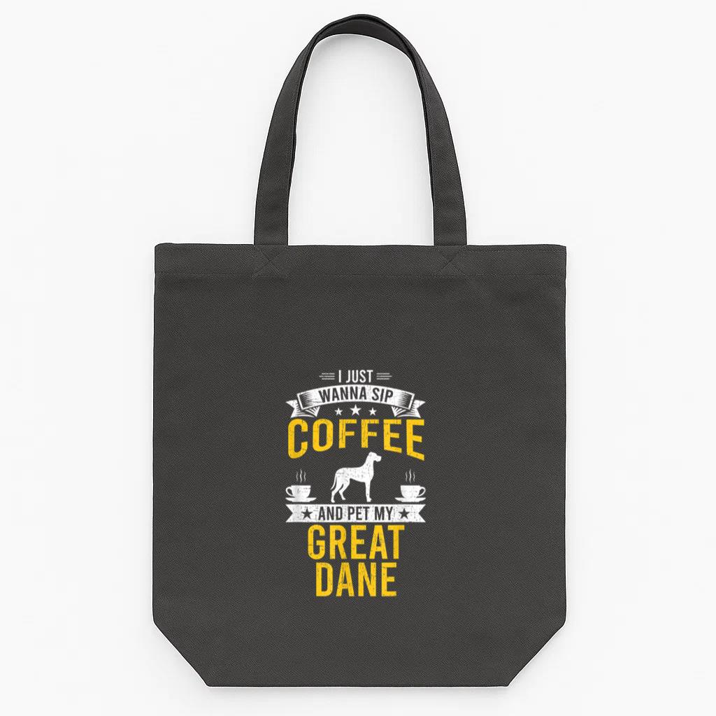 I Just Wanna Coffee And Pet My Great Dane Dog Tote Canvas Bag