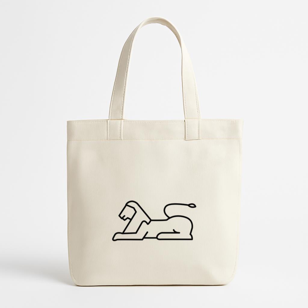 L Lion Sphinx Cat Stroke Canvas Tote Bag