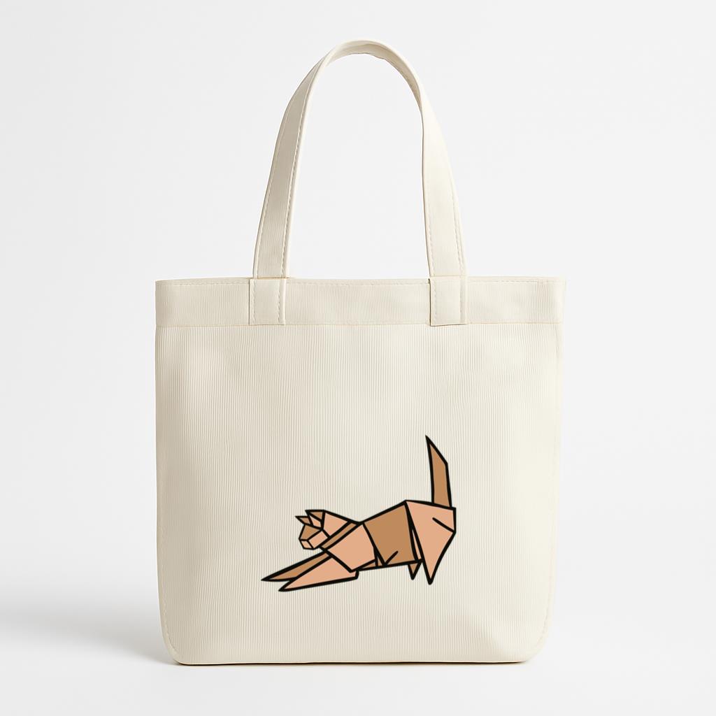 Origami Cat Illustration Canvas Tote Bag