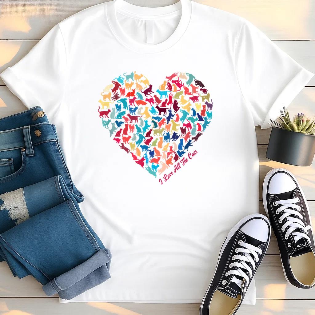 Perfect Cat Colorful Heart T Shirt