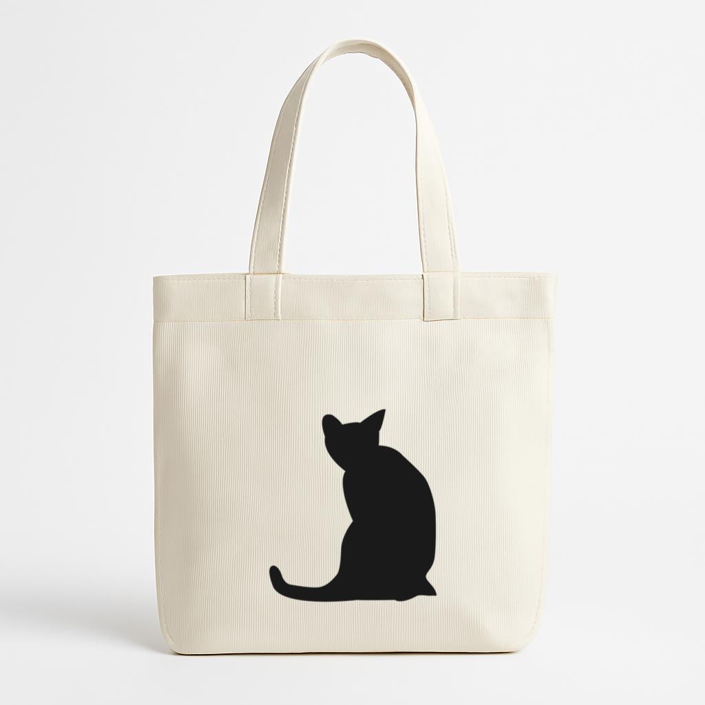 Silhouette Of Cat Sitting Canvas Tote Bag