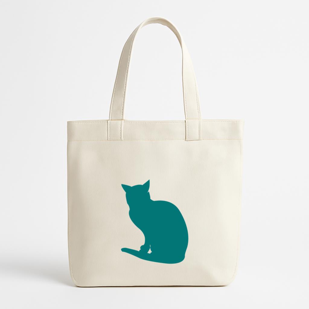 Sitting Cat Silhouette Canvas Tote Bag