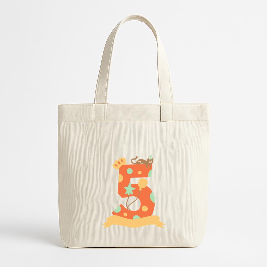 The Number Five With A Cat And Balloons Canvas Tote Bag